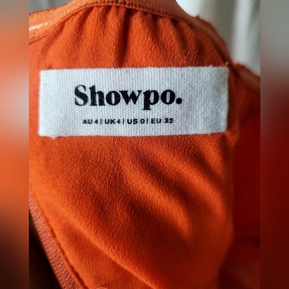 Showpo. Brailey Mini Dress - Strapless Dress in Orange Jacquard - Picture 4 of 7